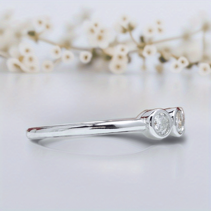 Unique 0.5 Carat Moissanite Bubble Ring in 925 Silver, Gift Idea